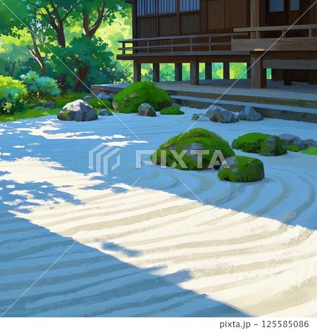 【夏・涼しげ】縁側の涼風と禅の庭 125585086