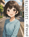 笑顔なショートボブの女の子 125585778