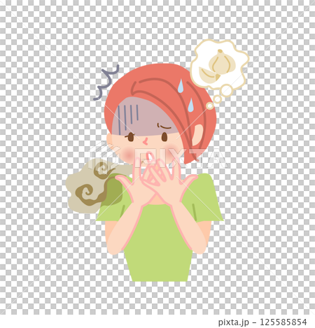 A woman who eats garlic and has bad breath 125585854