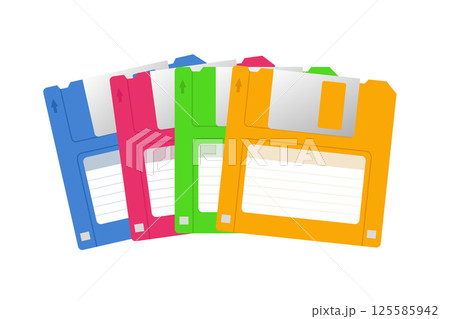 Colorful floppy disks, retro collection of obsolete technology Colorful floppy disks, retro collection of obsolete technology 125585942