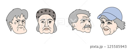 Elderly people with gray hair and wrinkles. Elderly people with gray hair and wrinkles. 125585943