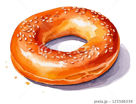 ベーグルの水彩風イラスト　生成AI 125586339