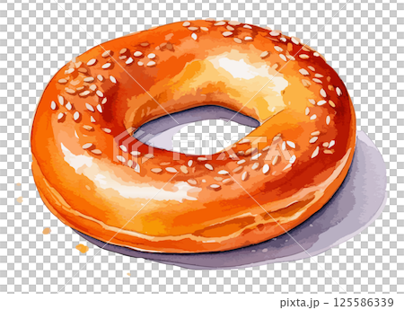 ベーグルの水彩風イラスト　生成AI 125586339