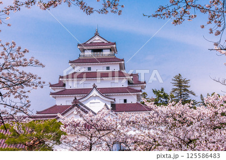 【福島県_会津若松市】白壁と赤瓦のコントラストの美しい鶴ヶ城 【福島県_会津若松市】白壁と赤瓦のコントラストの美しい鶴ヶ城 125586483