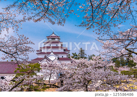 【福島県_会津若松市】白壁と赤瓦のコントラストの美しい鶴ヶ城 125586486