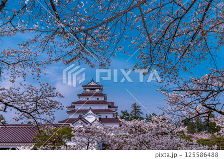 【福島県_会津若松市】白壁と赤瓦のコントラストの美しい鶴ヶ城 125586488