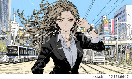 遅刻しそうで猛ダッシュをしている若い女性