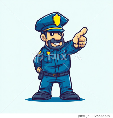 指をさすコミカルな警察官キャラクター 125586689