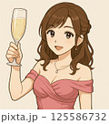 シャンパンで乾杯する若い女性 125586732