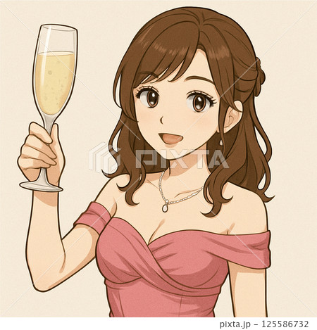 シャンパンで乾杯する若い女性 125586732