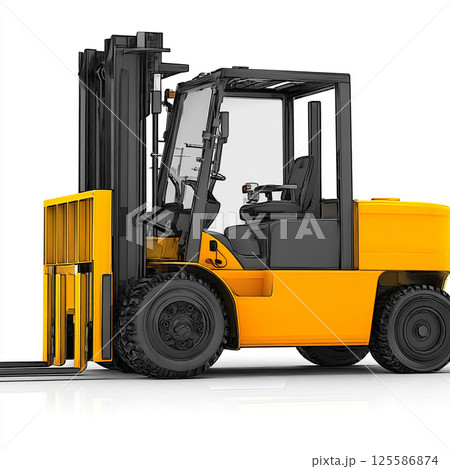 フォークリフトのクローズアップイラスト	 フォークリフトのクローズアップイラスト	 125586874