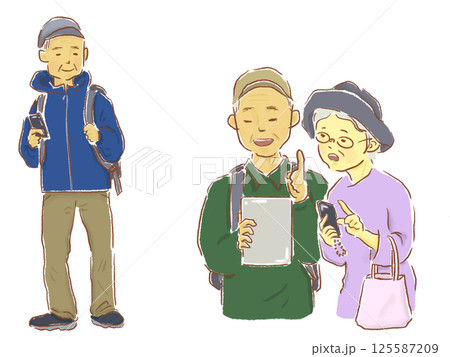 旅行に行く　シニア層　高齢者　旅するおじいちゃん　おばあちゃん 125587209