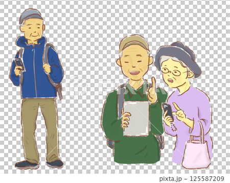 旅行に行く　シニア層　高齢者　旅するおじいちゃん　おばあちゃん 125587209