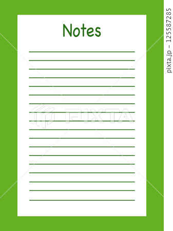 Blank white notes page with green lines, on a green background, vector Blank white notes page with green lines, on a green background, vector 125587285