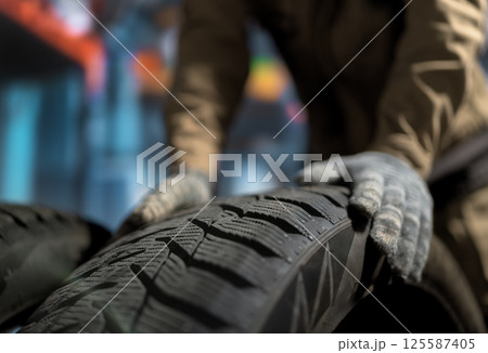 mechanic changing a wheel mechanic changing a wheel 125587405