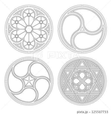 Gothic round window outline template coloring Gothic round window outline template coloring 125587733