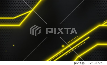 a close up of a yellow light on a black background 125587746