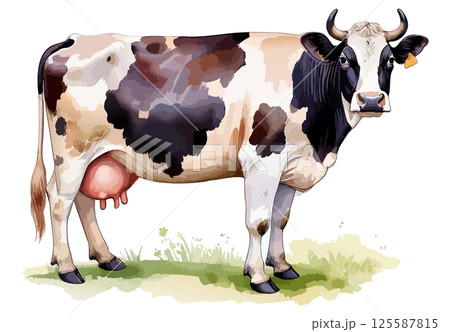 牛の水彩風イラスト　生成AI 125587815