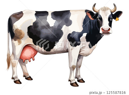 牛の水彩風イラスト　生成AI 125587816