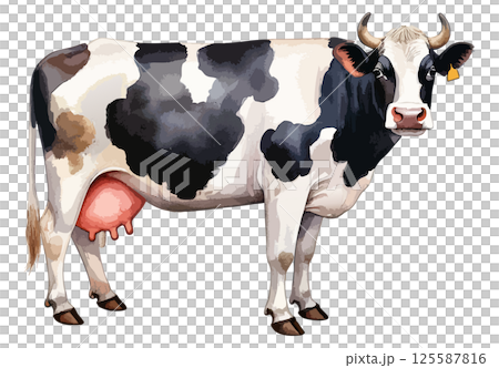 牛の水彩風イラスト　生成AI 125587816