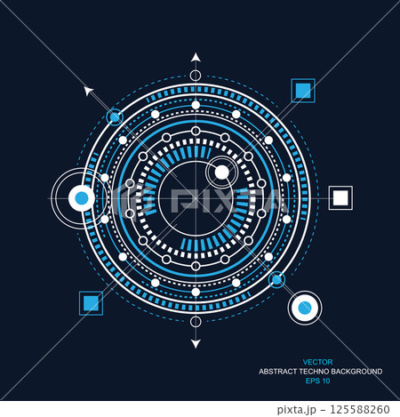 Technical drawing.Fantastic circle .Drawing details .Hud Futuristic .	 125588260