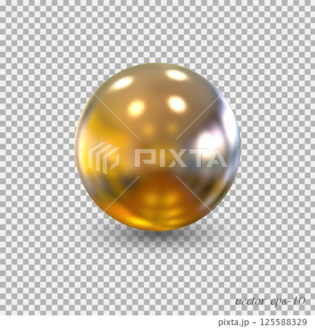 Golden ball .Realistic balloon for labels, advertising . Bubble. Metal sphere isolate. Golden ball .Realistic balloon for labels, advertising . Bubble. Metal sphere isolate. 125588329