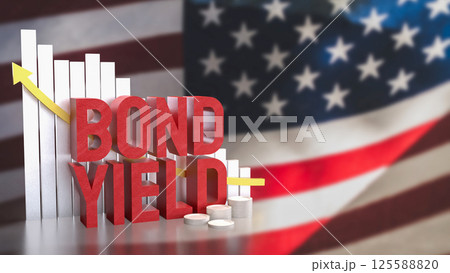 The Bond Yield and chart on USA flag for Business concept 3d Rendering. 125588820