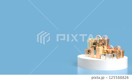 The Gold gift box for celebration or advertising concept 3d rendering. The Gold gift box for celebration or advertising concept 3d rendering. 125588826