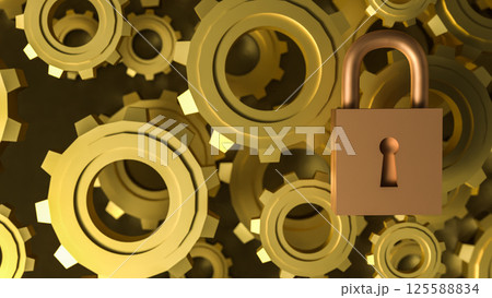 The Master key lock and Gears for security concept 3d Rendering. The Master key lock and Gears for security concept 3d Rendering. 125588834
