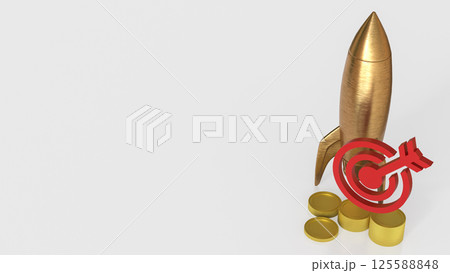 The Copper rocket and target for Business concept 3d Rendering. 125588848
