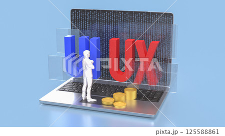 The UI and UX on notebook for website or application concept 3d rendering. The UI and UX on notebook for website or application concept 3d rendering. 125588861