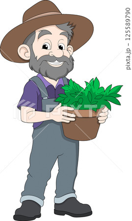 Farmer Carrying Fresh Green Vegetables 125589790