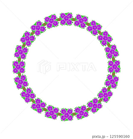 ペチュニアの花の円形飾り枠イラスト ペチュニアの花の円形飾り枠イラスト 125590160