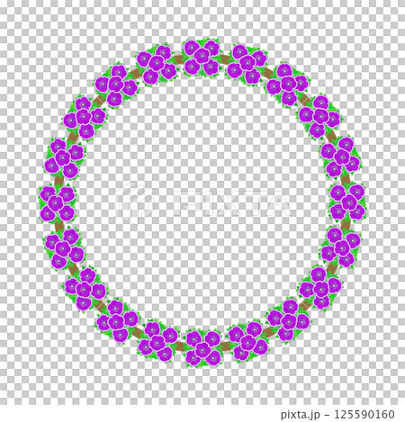 ペチュニアの花の円形飾り枠イラスト ペチュニアの花の円形飾り枠イラスト 125590160