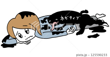 ネガティブなマインドに襲われて倒れる人 125590233