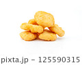Golden Fried Chicken Nuggets on White 125590315