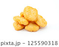 Golden Fried Chicken Nuggets on White 125590318