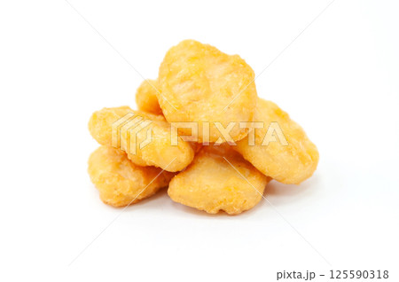 Golden Fried Chicken Nuggets on White 125590318