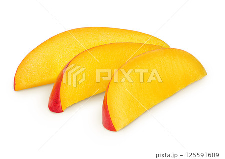 mango slices isolated on white background with full depth of field 125591609