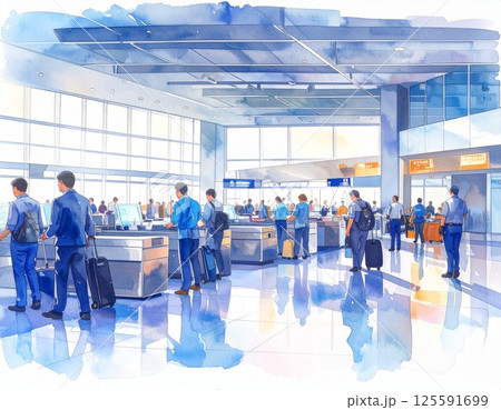 空港保安検査場のX線荷物検査 125591699