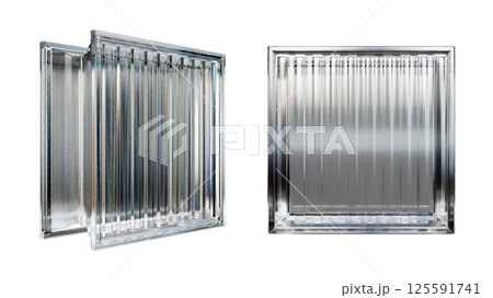 Transparent glass block for interior design. Aesthetic and modern shape of textured.  Building assortment for home, bathroom and office. 3D render 125591741