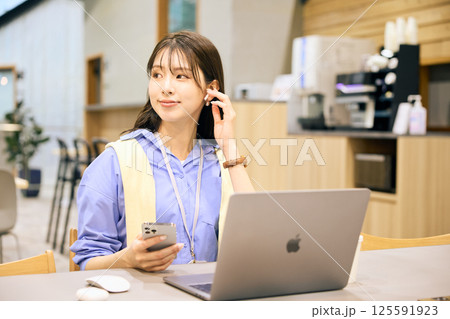 シェアオフィスで仕事をする女性 シェアオフィスで仕事をする女性 125591923