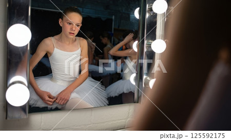 Ballet Dancer Adjusting Tutu Over Thighs Performance Industry Body Standards 125592175