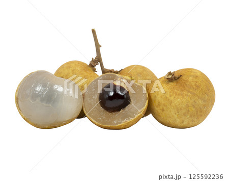 Fresh Longan Fruit with Seed Isolated on Transparent Background. Perfect for use in exotic fruit promotions, healthy food packaging, or tropical recipe visuals. 125592236