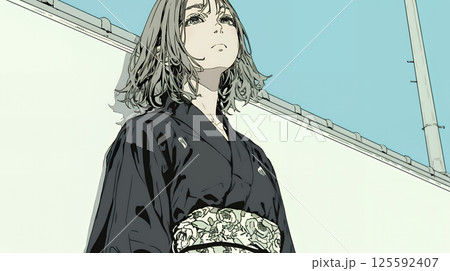 葬儀で黒紋付を着た女性