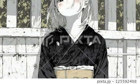 葬儀で黒紋付を着た女性
