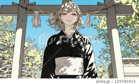 葬儀で黒紋付を着た女性