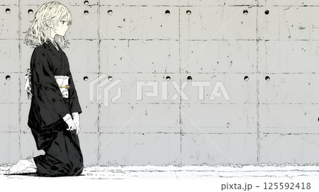 葬儀で黒紋付を着た女性