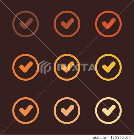 Check mark icon set flat vector illustration isolated Check mark icon set flat vector illustration isolated 125593166