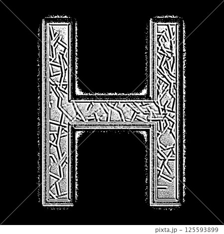Decorative grunge letter on black background. Decorative grunge letter on black background. 125593899